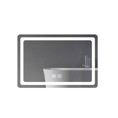 AZL1 Life Concept Decorative Wall Mirror with Anti Fog 4MM HD Glass Waterproof Wall Mounted for Bathroom Bedroom Use, Silver, 19.3"*27.2"*4.1"