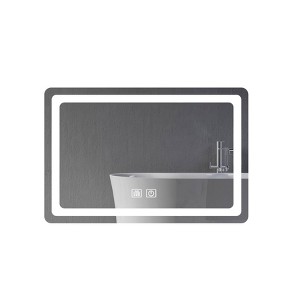 AZL1 Life Concept Decorative Wall Mirror with Anti Fog 4MM HD Glass Waterproof Wall Mounted for Bathroom Bedroom Use, Silver, 19.3"*27.2"*4.1" - 1 of 4