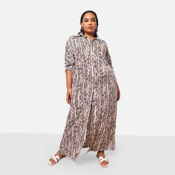 Rebdolls Women's Isha Bamboo Print Button Front Maxi Shirt Dress