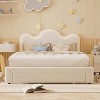 Queen Bed Frame with Adjustable Upholstered Headboard Princess Boucle Bed Frame with LED Light Drawers Strong Wood Slat Support for Kids/Girls, White - 3 of 4