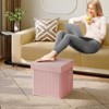 Pinmoco 15" Collapsible Storage Ottoman, Corduroy Cube Organizer Makeup Stool Foot Rest with Side Pocket for Living Room, Bedroom - 2 of 4