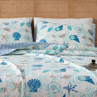 Coral Bliss Full/Queen Reversible Microfiber Quilt Set