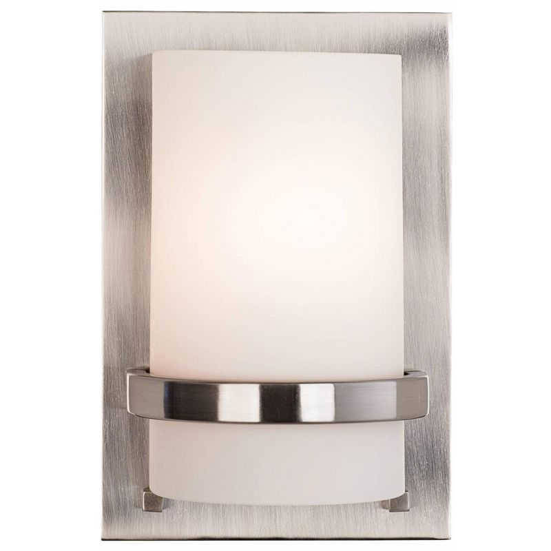 Minka Lavery Modern Wall Light Sconce Brushed Nickel Hardwired 6 3/4" Fixture Etched Opal Glass Shade for Bedroom Bathroom Reading, 1 of 6
