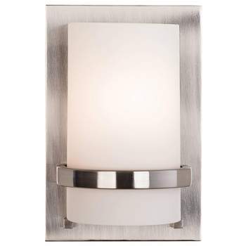 Minka Lavery Modern Wall Light Sconce Brushed Nickel Hardwired 6 3/4" Fixture Etched Opal Glass Shade for Bedroom Bathroom Reading