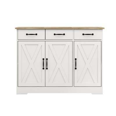 Sevobal Utility Storage Cabinets, Closed Cabinet with Doors and Internal Shelves for Living Room Kitchen Hallway, White, 42.71"*14.8"*32.08"