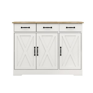 Sevobal Utility Storage Cabinets, Closed Cabinet with Doors and Internal Shelves for Living Room Kitchen Hallway, White, 42.71"*14.8"*32.08" - 1 of 4
