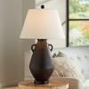 360 Lighting Las Cruces 28" Tall Jar with Handles Farmhouse Rustic Country Cottage Table Lamp Black Single White Shade Living Room Bedroom Bedside - 2 of 4