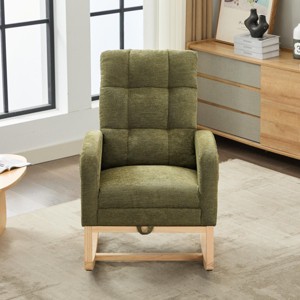 Modern Accent Rocking Chair With Solid Wood Legs,Adjustable Footrest,Side Pocket,Living Room Lounge Arm Chair With High Backrest-Cuddlewood - 1 of 4