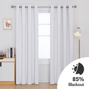 Deconovo Gold Wave Line and Dots Curtain Panel Pair(2 Panel) - 1 of 4