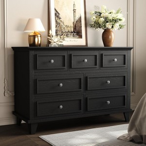 White Dresser, 7 Drawer Dresser, Chest of Drawers with Deep