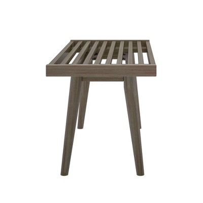 Mid-Century Modern Clay Pine and Birch Wood Entryway Bench