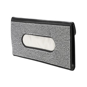 Unique Bargains Universal Car Tissue Holder Sun Visor Holder Tissues Box Cover Car Backseat Extra Large Tissue Organization Faux Leather Black White - 1 of 4
