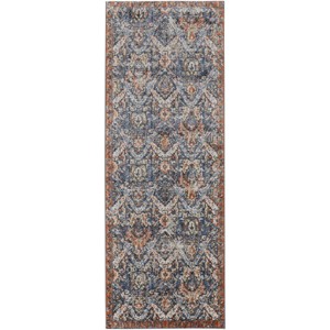 Kaia Transitional Floral & Botanical Blue/Orange/Ivory Area Rug - 1 of 4