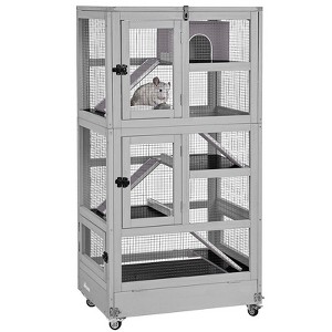 Aivituvin 5 Levels Wooden Chinchilla Ferret Cage | Chew-Resistant Habitat-AIR38-1 - 1 of 4