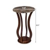 Round Accent Table with Faux Marble Top and Rubberwood Base ¨C Ideal for Living Room or Entryway - 4 of 4