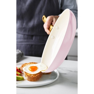 Blush Pink Ceramic Nonstick 10-Piece Cookware Set with Gold Handles