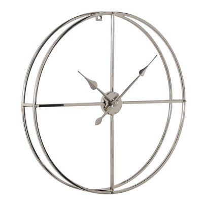 30" x 30" Modern Round Metal Floating Wall Clock Silver - Venus Williams Collection