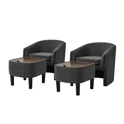 Giles Morden Upholstered Armchair with Removable Legs Storage Ottaman Set of 2|Artful Living Design