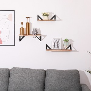 FONTOI Floating Storage Shelves Wall Mounted Set of 3, Hanging Shelf with Brackets for Collectibles, Photo, Decor, Natural Wood, 5.1"*14.2"*16.6" - 1 of 4