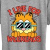 Women's - Garfield - I Live For Weekends Short Sleeve Graphic T-Shirt - 2 of 4