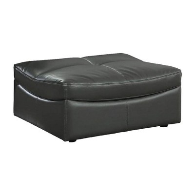 Leatherette Ottoman with Curved Design and Tufted Seat Clear - Benzara