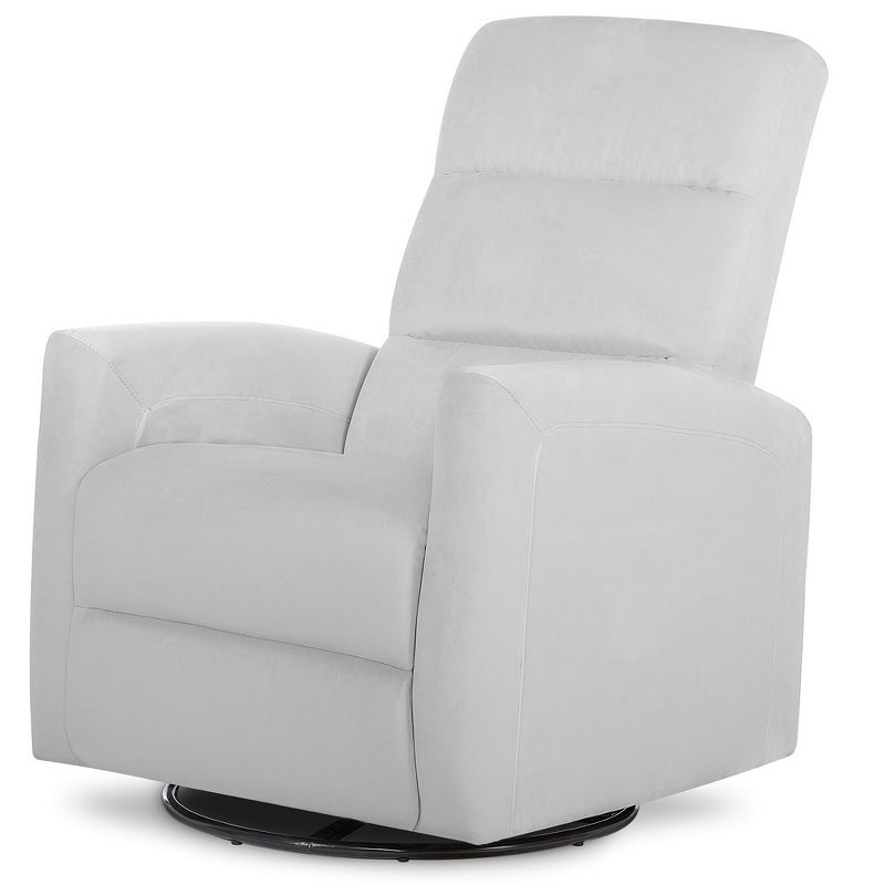 Evolur Upholstered Faux Leather Seating Reevo Swivel Massager Glider Chair, Misty Grey, 2 of 6