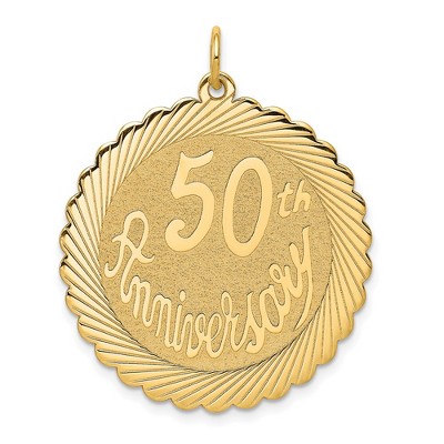 Black Bow Jewelry 14k Yellow Gold 50th Anniversary Pendant, 29mm