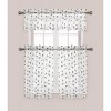 GoodGram Adler Metallic Embroidered Leaves 3 Piece Sheer Kitchen Curtain Set - 2 of 2