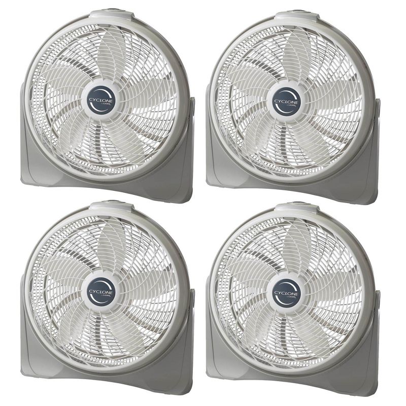 Lasko 20 Inch Cyclone Floor or Wall Mounted Pivoting Fan, White (4 Pack), 1 of 7