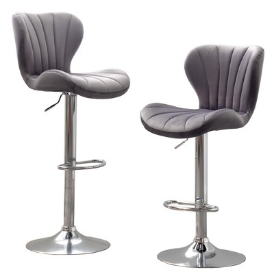 Dsvimoy Counter and Bar Stool Adjustable Swivel Barstools with Upholstered Seat for Kitchen, Gray, 25.5"*17.37"*19"