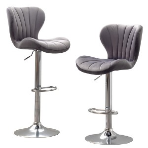 Dsvimoy Counter and Bar Stool Adjustable Swivel Barstools with Upholstered Seat for Kitchen, Gray, 25.5"*17.37"*19" - 1 of 4