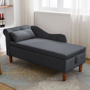 Sapphtopaz Storage Bench Velvet Ottoman Lounge Chair for Bedroom with Storage Upholstered Rolled Arm Chaise for Living Room, Bedroom, Entryway - 1 of 4