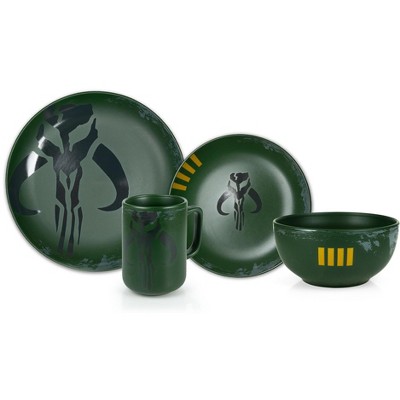Robe Factory LLC Star Wars Boba Fett Mandalorian Stoneware Plates & Bowl Collection | 4-Piece Set
