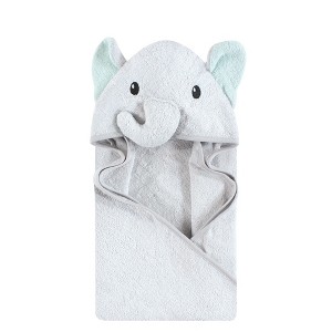 Hudson Baby Unisex Baby Cotton Animal Face Hooded Towel, Dreamy Elephant, One Size - 1 of 2