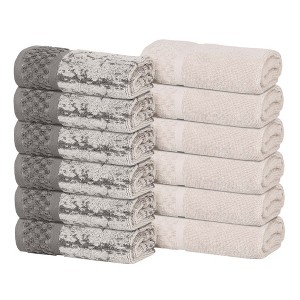 Ribbed Cotton Highly Absorbent Medium Weight 12 Piece Assorted Towel Set by Blue Nile Mills - 1 of 4