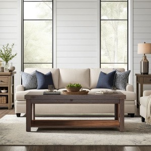 48" Knotty Alder Coffee Table with Lower Shelf and Caster Wheels, No Assembly Required, Ideal for Living Room or Family Room - 1 of 4