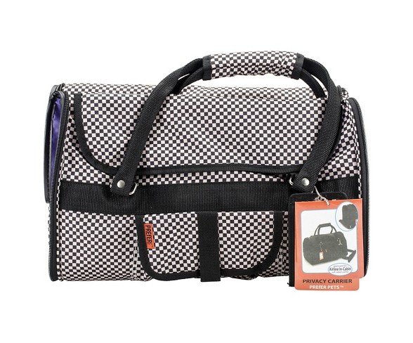 Prefer - Dog & Cat Privacy Carrier - Checkered - 17"X12"X10"