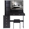41" Large Size Left Bedside Cabinet Vanity Table+Cushioned Stool Dresser Set, 2 AC+2 USB Power Station, Hair Dryer Stand - 2 of 4