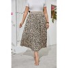 Plus Size Pleated Skirt Women's Plus Size Skirt Elastic Waist Boho Skirts Plus Size Midi Skirts for Curvy Women with Pockets (Black&White,2XL) - 3 of 4
