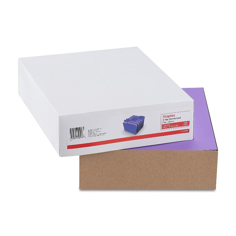 HITOUCH BUSINESS SERVICES Reinforced File Folders 1/3 Cut Letter Size Purple 100/Box TR508945/508945, 4 of 5