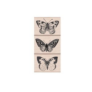 Hero Arts® Three Artistic Butterflies Wood Stamp Set, 3 Stamps - 1 of 2