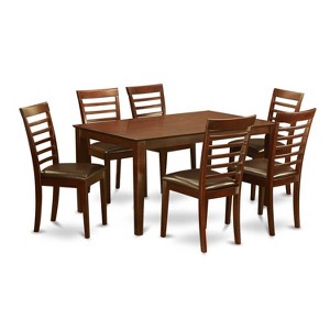 HomeStock 7-Piece Rectangle Mahogany Finish Solid Wood Top Dining Table with 6 Chairs - 1 of 4