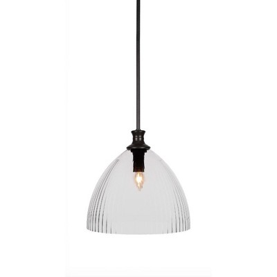 Carina Matte Black 20" Pendant with Clear Ribbed Glass