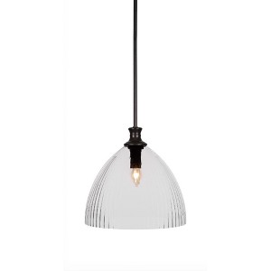 Toltec Lighting Carina 1 - Light Pendant in  Matte Black with 14" Clear Ribbed Shade - 1 of 1