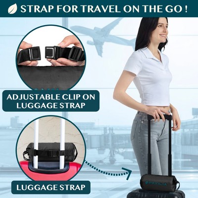 Compact Black Microfleece Travel Blanket with Carrying Case