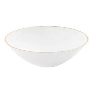 Smarty Had A Party 6 oz. White with Gold Rim Organic Round Disposable Plastic Dessert Bowls (120 Bowls) - 1 of 4