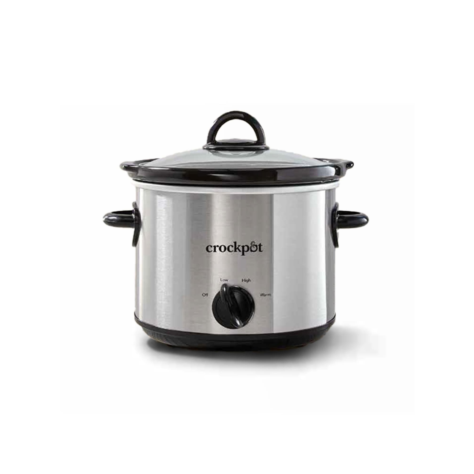 Crock-Pot 3qt Round Manual Slow Cooker Black Stainless Steel: 3-Setting Small Crockpot with Removable Stoneware Pot