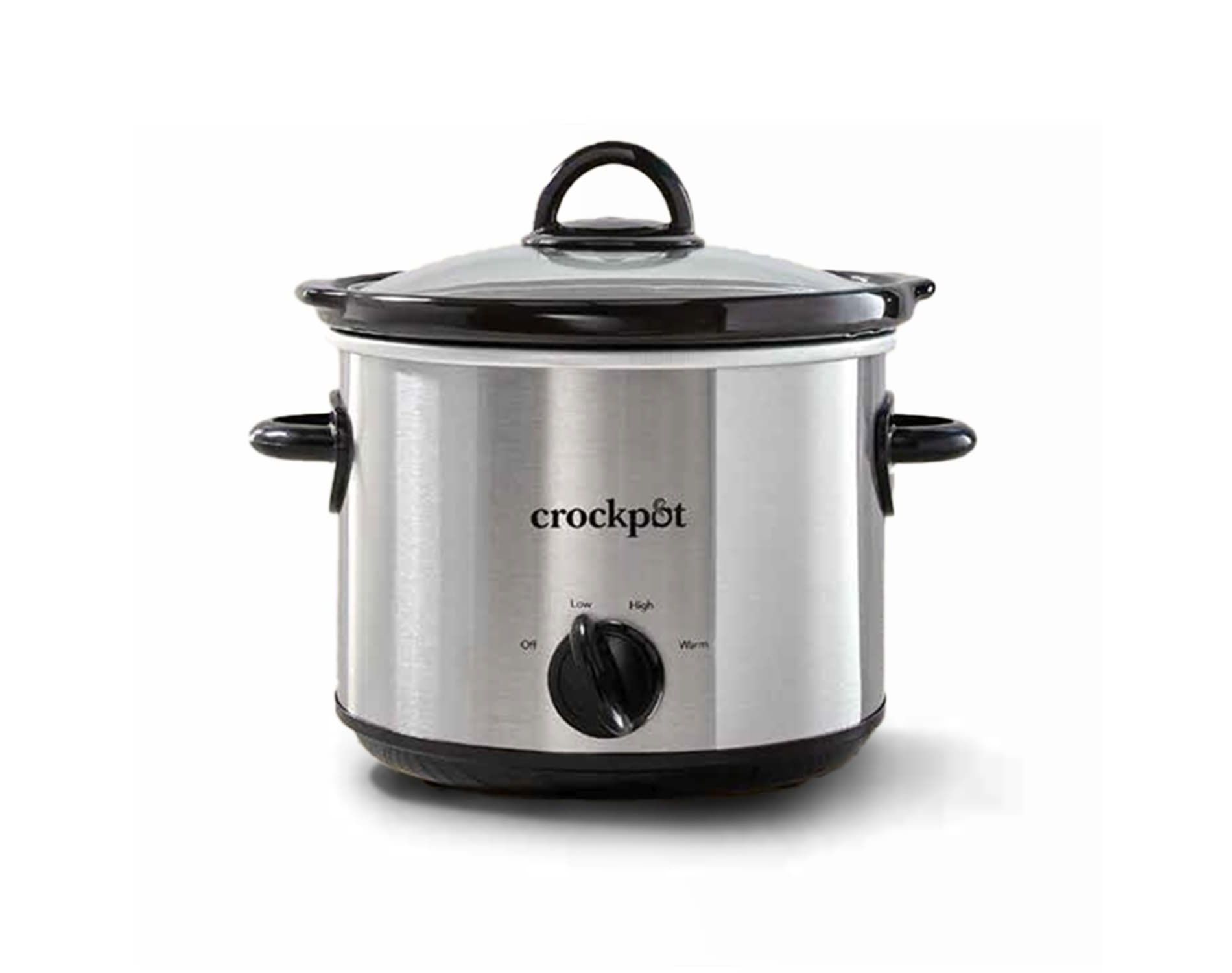 Crock-Pot 3qt Round Manual Slow Cooker Black Stainless Steel: 3-Setting Small Crockpot with Removable Stoneware Pot