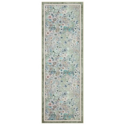 Coolmee Washable Area Rugs for Living Room Boho Non Slip Large Rug Floral Vintage Low Pile Rug for Living Room, Bedroom, Dining Room,Light Pink