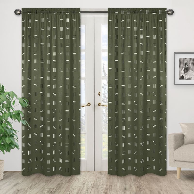 Sweet Jojo Designs Window Curtain Panels 84in. Jungle Green and White, 2 of 6